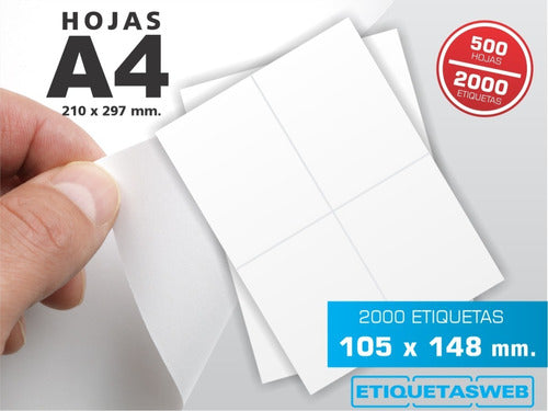 Etiquetas Autoadhesivas Hojas A4 105x148mm Caja X 500 Hojas 0