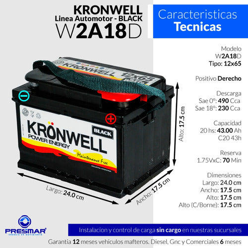 Kronwell Battery 12x65 Renault Megane 1.6 1