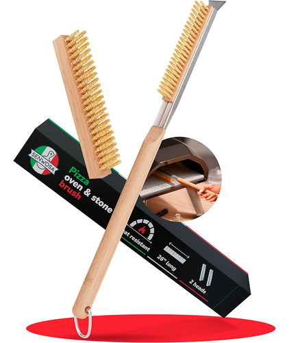 Senwosa Pizza Oven Brush 66cm with Scraper and Extra Handle 0