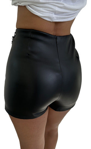 Elegant High-Waisted Black Women's Coated Shorts by Novus 4