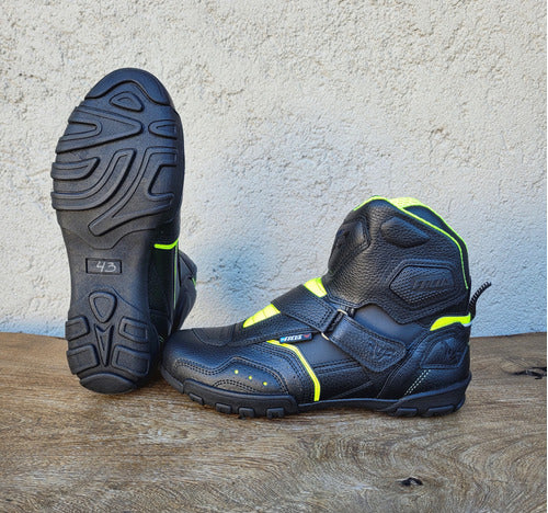 Facus Botas Moto Ruta B03 Negro Con Amarillo Fluor 5