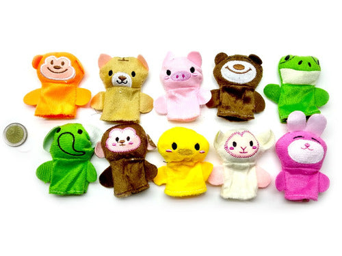 Titere Dedo Set Animales Peluche Colorido Dedos X10 Cuento 2