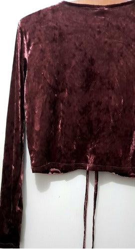 H&M Women's Velvet Burgundy Short Sweater 5