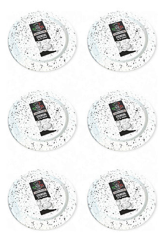 Set of 6 Enamel Coated White Flat Plates 26 cm Jovifel 0