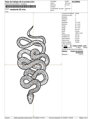 Alonsa Embroidery Matrix: Serpente 1