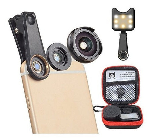 MIAO LAB Four In One Camera Lens Kit Wide Angle Macro + Light 0