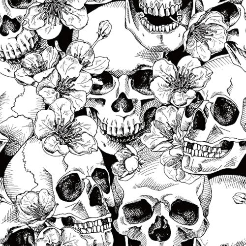 COKCOKR Skull Floral Peel And Stick Wallpaper Para Dormitorio Negro 0