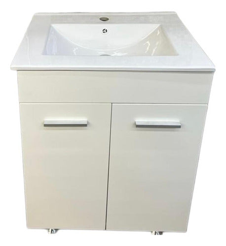 Mueble Bacha Loza 60cm Blanco Y Espejo Barraca Del Cordon 0