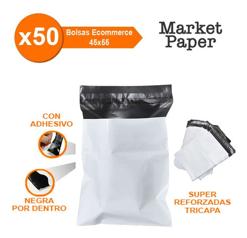 Market Paper Ecommerce Shipping Bag 45x55 Inviolable Closure X50u 1