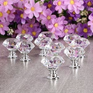 Sumnacon 10 Pcs 1.2 Inch Clear Crystal Glass Door Knobs 1