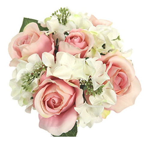 Admired By Nature 9 Stems Artificial Hydrangea Rose Bouquet 0