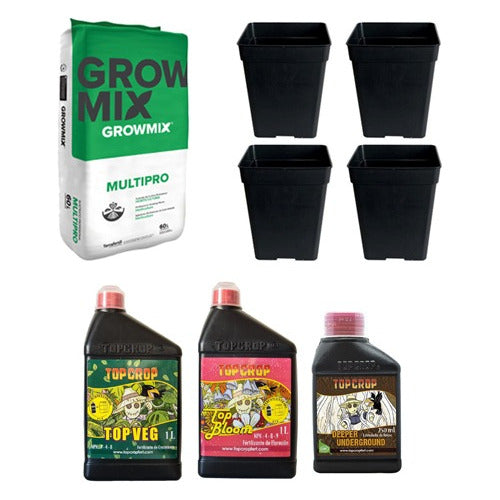 SUSTRATO-FERTILIZANTE-MACETAS Kit Cultivo Growmix 80L Top Crop Ciclo Completo Macetas Koi 0