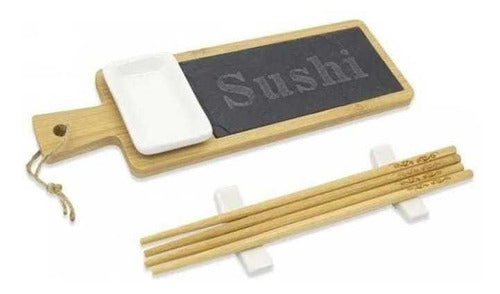 Juego Set De Sushi Bambu Con Cerámica Y Palillos 0