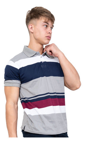 Men's Premium Imported Striped Cotton Polo Shirt in Special Sizes 30