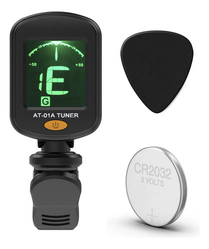 GP Premium Clip Tuner for Guitar, Bass, Violin, Ukulele with Battery and Pick 0