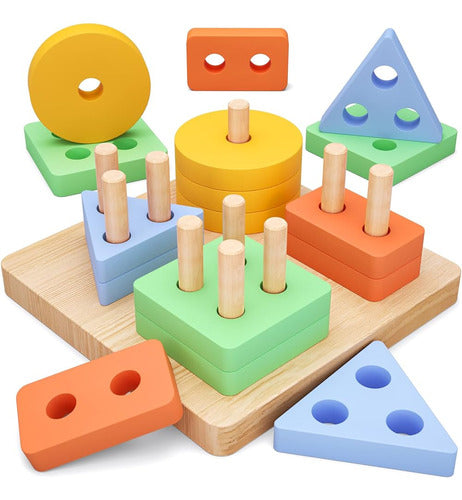 PEBIRA Montessori Toys for 1-2 Years, 7 Large Classification and Stacking Toys 0