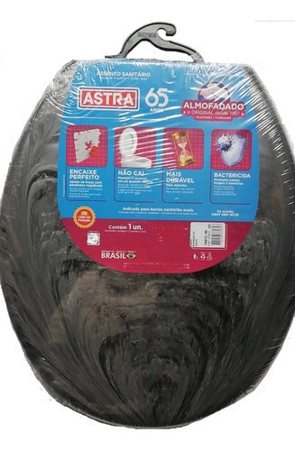 Astra Tapa/Asiento Inodoro Negra/Gris Marmolada/Acolchada 1