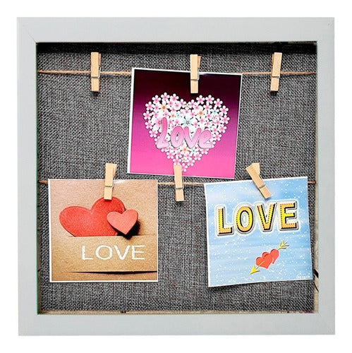 Decorative Wooden Picture Frame with Clips for Photos 30x30 104