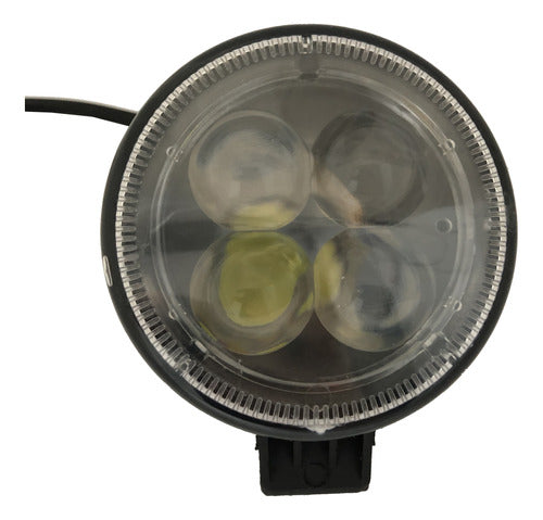 Iael Round LED Light 12W 4 LEDs White 4x4 Auto 8.3cm 0