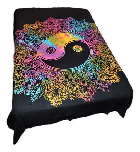 Indian Two-Plaza Bedspread Blanket, Elephants, Mandala 10