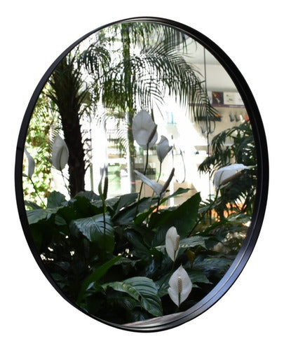 Round Circular Mirror 100cm Black Iron Frame by Temacasa 0