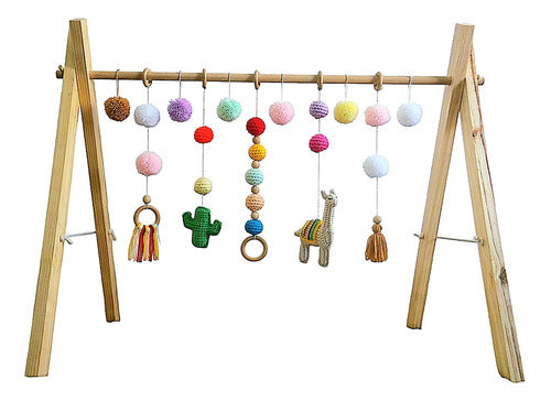 Nordic Montessori Wooden Handmade Crochet Baby Gym 5