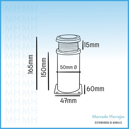 Mercado Herrajes Pata De Acero Cromo Brillante Ø50mm Regulable 150mm X 4 Unid 1