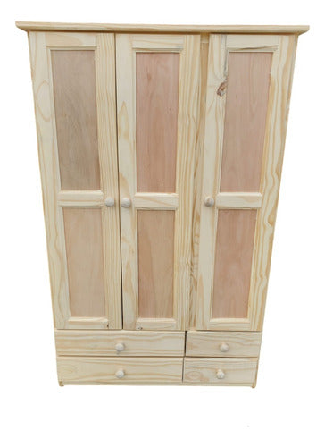 Todoparaelhogar Solid Wood Wardrobe with 3 Doors 0