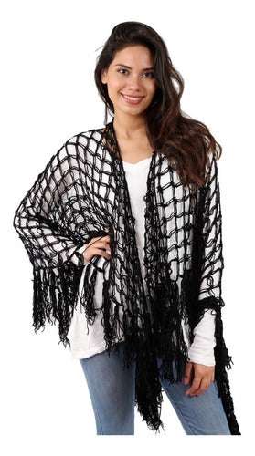 Spiga 31 Ruana Tejida Lana Pashmina Mujer Saco Poncho #r967 0