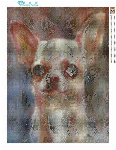 Zimal Full Drill Round Diamond Embroidery White Chihuahua Dog DIY Diamond Painting 1