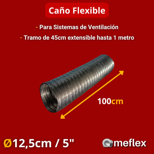 Caño Corrugado Aluminio Flexible 5 Pulgadas 12,5cm X 1 Mtr 1