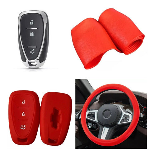 NL Cubre Volante + Funda Llave Silicona Chevrolet Cruze - Rojo 0