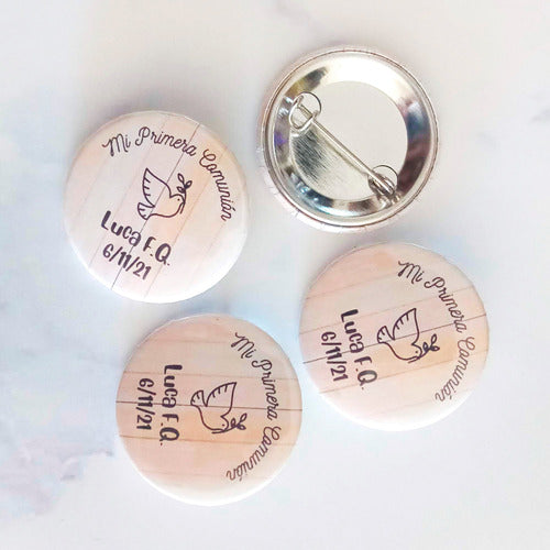 Miticlick 10 Communion Pins - Personalized Badges - 3 Cm 2