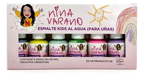 Las Varano Kit 6 Water-Based Nail Polishes for Kids and 1 Sticker 0