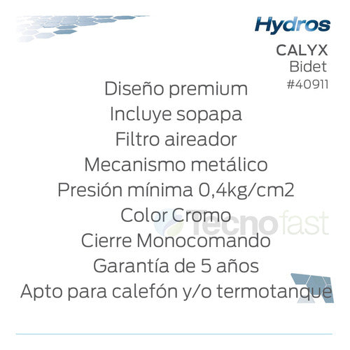 Hydros Calyx Chrome Bathroom Bidet Monobloc Faucet 40911 7