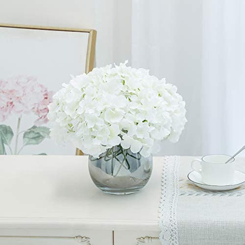 Tifuly Hortensia Flor De Seda Blanca 12 Cabezas Cabeza De Flor 1