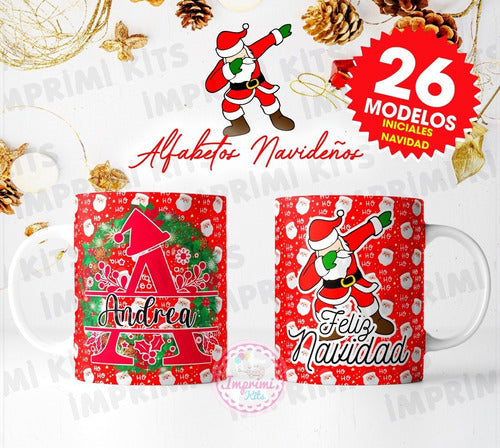 Imprimi Kits Plantillas Tazas Navidad Alfabeto Diseño Sublimar Navideñas 1