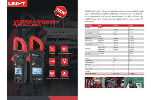 Pinza Amperométrica Digital Ca 400a Uni-t Ut200a+ Emakers 6