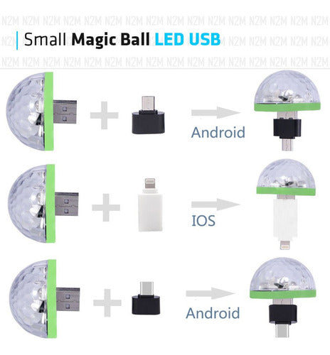 LED USB Small Magic Ball 4W Audiorhythmic Lights DJ with OTG USB Adapter 3