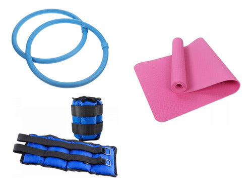 Leamau Yoga Kit 2 Set: Arm Hoops, Mat, and Wrist Weights 0