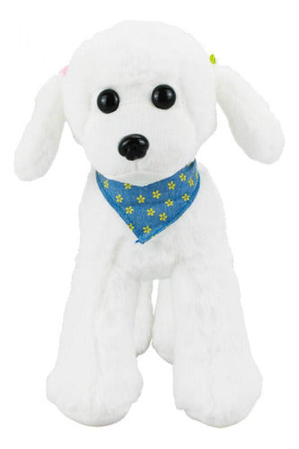 Cachorro Branco Poodle Bandana 23cm - Pelúcia 1