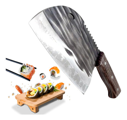 Geko Cuchillo Hachuela Hacha Sushi Carne Pescado Acero Madera 0