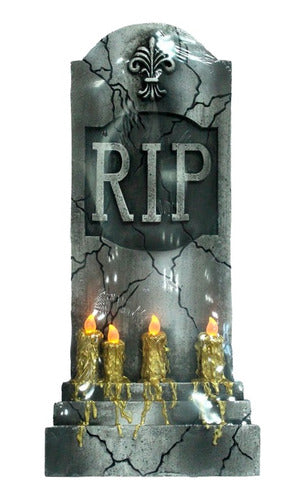 Lapida Tumba Cementerio Ritual Velas Rip Deco Halloween 0