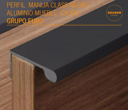 Perfil Manija Class Negro Aluminio Mueble Hogar Cajón G.euro 1