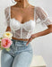 Shein White Romantic Lace Corset Bustier Top with Sleeves 2