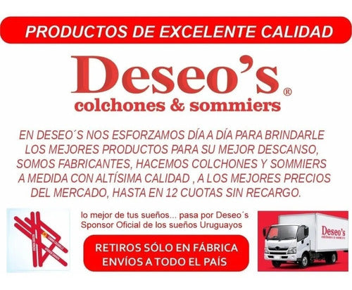 Deseo's Conjunto Sommier 1 Pza Espuma D20 T/plana 80x185x15 1