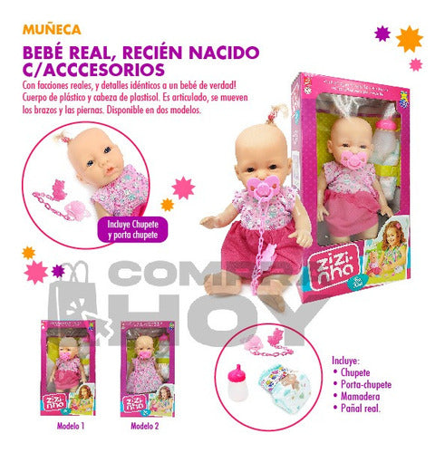 CompraHoy Bebe Real Muñeco Zizinha Modelo 1, Accesorios 12699 1