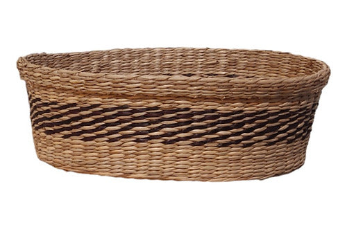 Medium Oval Natural Fiber Basket with Black Trim 1