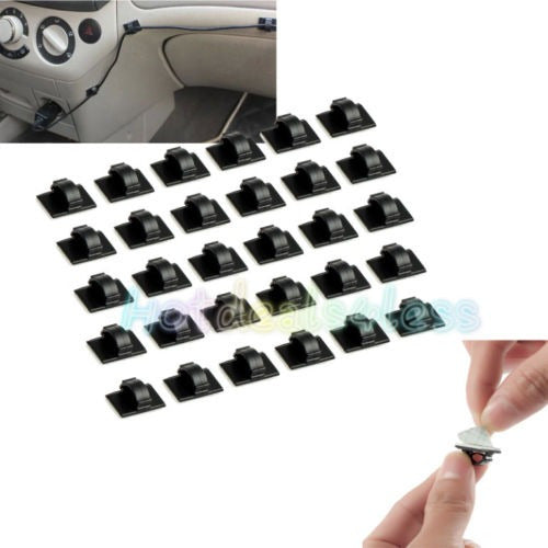 30pcs Mini Adjustable Self-Adhesive Cable Tie Rectangular 0