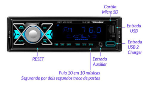 Auto Radio Mp3 Gol Quadrado Am Fm 2 Usb Bt Sd Card Controle 2